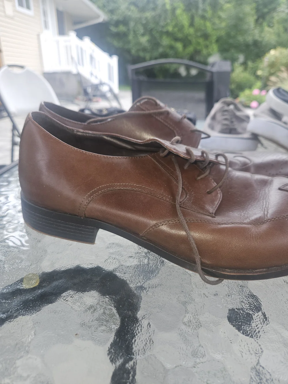 Saks Fifth Avenue Brown Leather Wingtip Derbys